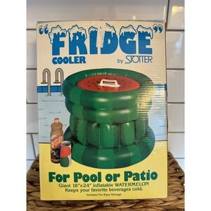VINTAGE 80's Inflatable Pool Cooler "FRIDGE" Soda Beer Beach 18"x 24" Watermelon